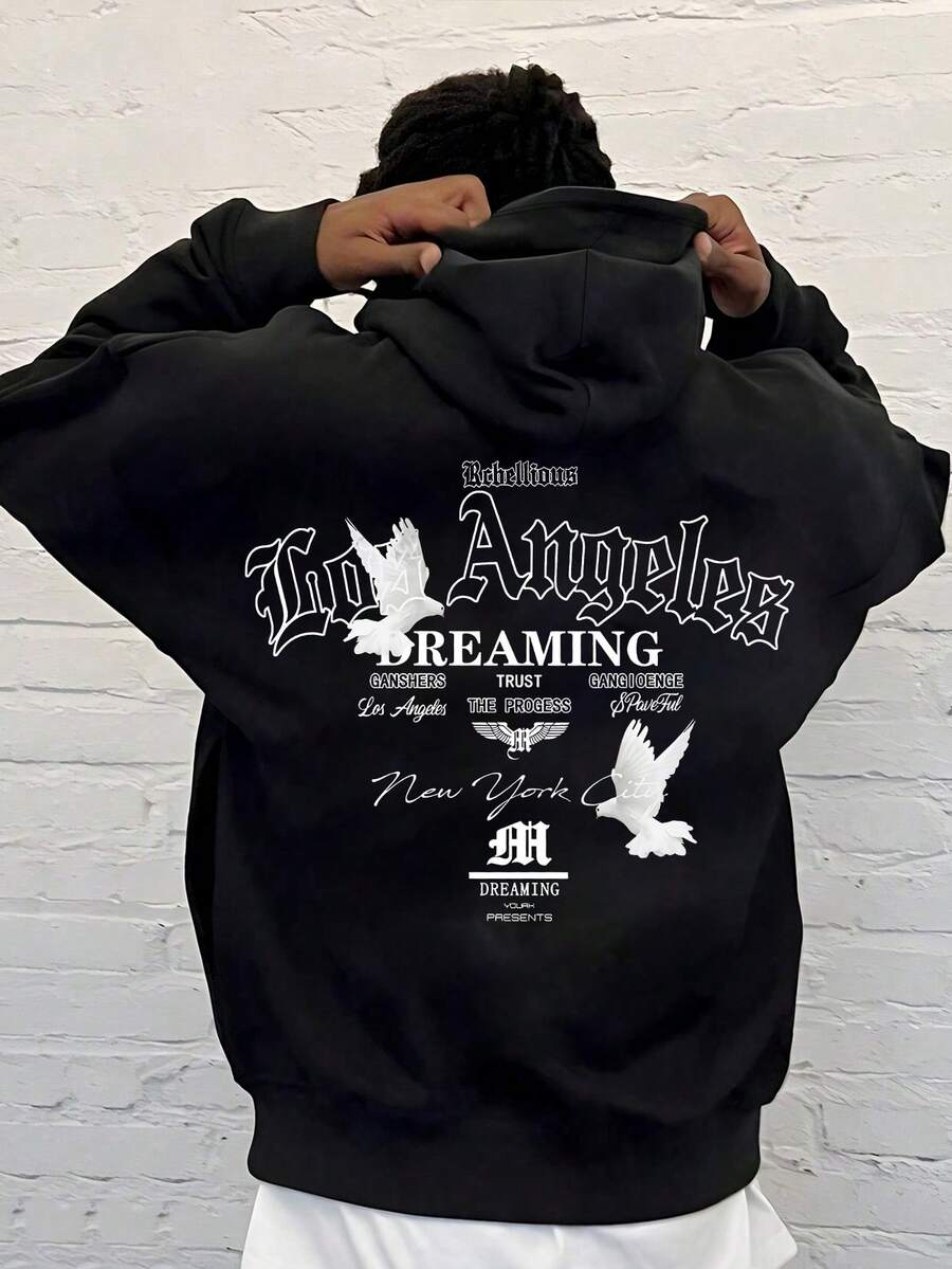 بلوزة هودي كاجوال بطباعة حرفية للمراهقين الذكور، مناسبة للارتداء اليومي للطلاب، الحفلات، المدرسة، حضور المهرجانات الموسيقية، العطلات، التنقل - الأسود - مشاهدة 1