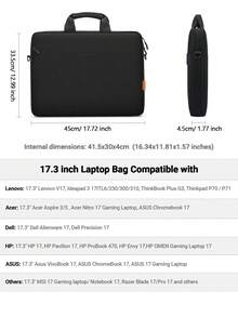 ZYB 14-17.3 Inch Laptop Briefcase , Waterproof Laptop Bag Compatible With MacBook Pro 15/16, Air 15 M2, 14-17.3 Inch Asus Laptop, Slim Briefcase Messenger Bag With Shoulder Strap, Black - Black - View 11