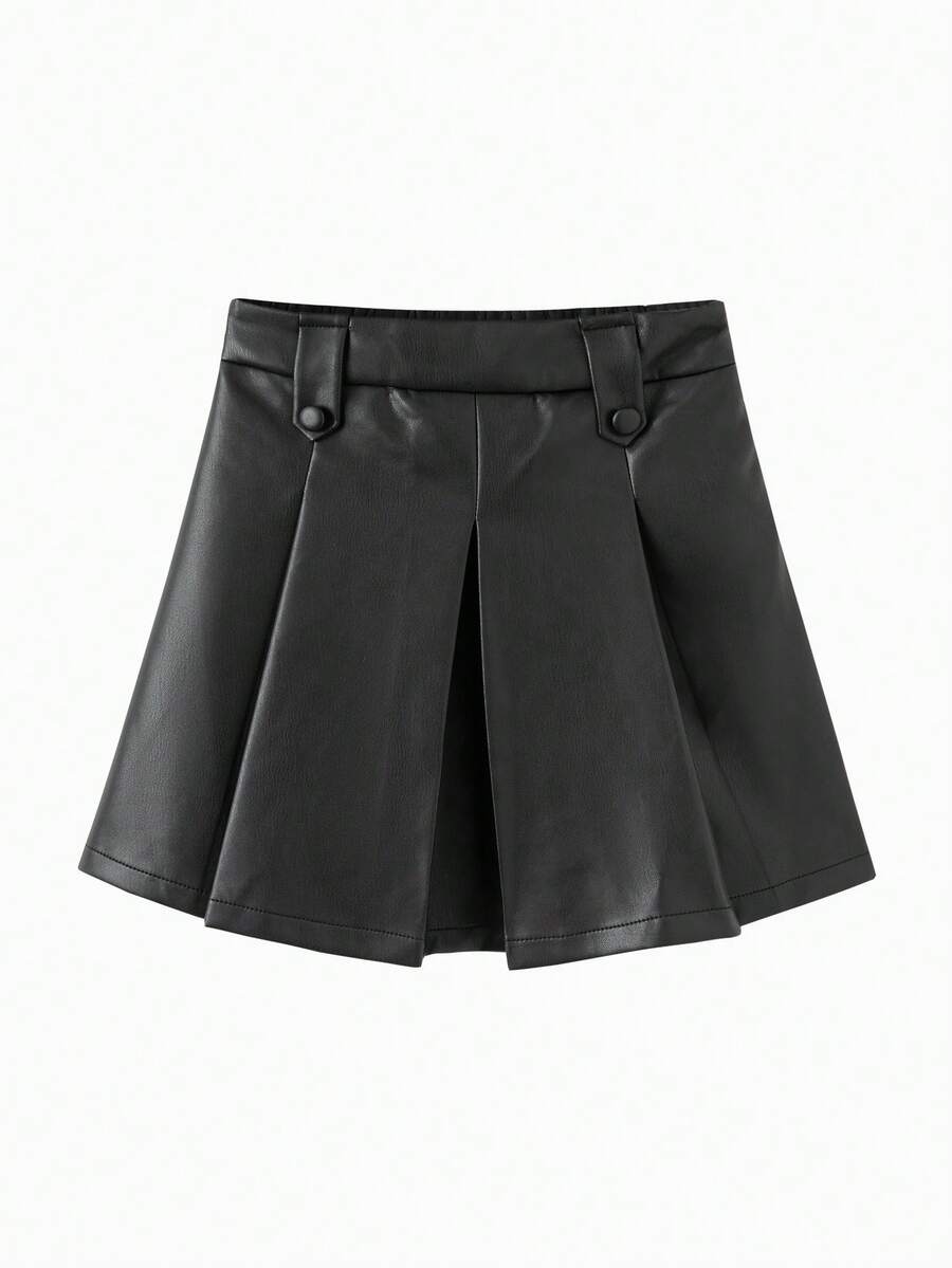 Balabala Girls Autumn Winter Skirt, Pleated Mini Skirt, Versatile & Stylish Tween Girl Wear - Black Tone - View 1