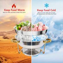 2/4/6 件装 5QT 不锈钢圆形火锅套装，适用于自助餐、家庭聚会、圣诞聚会、餐饮活动 - 完整的自助餐加热托盘套装，适用于烹饪、节日主题、食物，无需电源，节日自助餐必备 | 圆形烤盘 | 餐饮用品 - 彩色 - 查看 5