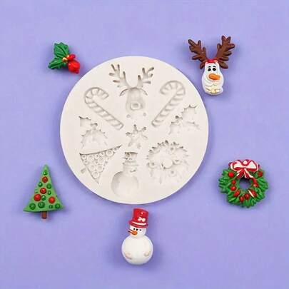 1pc Christmas Elk Snowman Christmas Tree Silicone Mold, Candle Mold, Soap Mold, Resin Mold, DIY Polymer Clay Glue Decorative Mold Handmade Decorative Art Tools