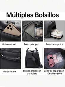 Bolsa grande de yoga y gimnasio con compartimento para zapatos, separación de seco y húmedo, impermeable, multifuncional, adecuada para gimnasio, viajes y ocio - Multicolor - Ver 4