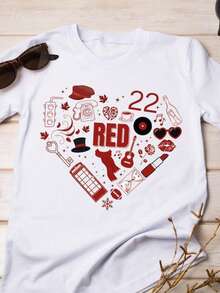 Taylor Merch, Red Album Inspired T-Shirt,  Eras Shirt, Tour Merch  Taylor Fan Gift, Gift For Girlfriend  Birthday Day Gift - 白色 - 查看 1