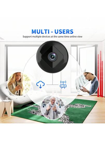1pc Intelligent Mini Wireless Indoor Security Camera, 1080P HD, Support 2.4G Wi Fi Connection, Night Vision, Voice Intercom, Portable Application Control, USB Power Supply, Rechargeable Lithium Battery, Convenient Installation, Home Monitoring. view 9