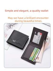 1-3pcs/Set Men's PU Leather Short Wallet, Fashionable Plaid Soft Wallet, Black Business Wallet With Coin Pouch, Large Capacity Multi-Card Slots, Can Hold Large Bills, Minimalist Coin Pocket, Credit Card/Bank Card/ID/Photo Card Slots, Bifold Credit Card Slots With ID Window - Multicolor - View 10