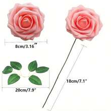 50pcs Artificial Flowers Peach Pink Roses Real Looking Fake Flowers Foam Roses W/Stem DIY Wedding Bouquets Centerpieces Baby Shower Party Holiday Christmas Home Decorations - 50枝粉紅玫瑰 - 查看 4