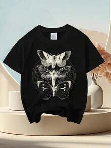 Butterfly Moth Witchcore Insect Astronomy Lover Witchy Funny Aesthetic Graphic Kid T-Shirt Cute Kid T Shirts Street Style Tops Tees For Kid