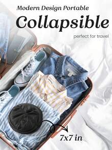 Collapsible Pop-Up Laundry Hamper Basket: Features Sturdy Handles & Side Pocket, Breathable Mesh & One-Second Pop-Up/Collapse Design.  For Efficient Dirty Clothes Storage & Easy Transport.  Perfect For Dorm Rooms, College Life, Laundry/Bathroom Organization, Travel & Small Spaces.  Ideal For Students, Travelers, Space-Saving Homes.  Black. - 黑色 - 查看 9