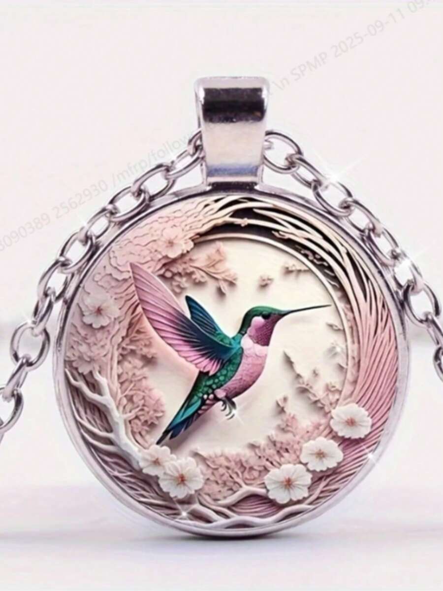 Collar con colgante de colibrí con piedras preciosas, pequeño animal lindo, moda de aleación con vidrio incrustado, collar de moda para mujer, joyería