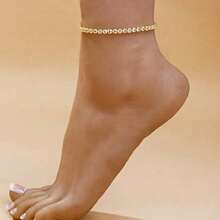 1 件简约闪亮金色水晶脚链，适合女士，适合派对和日常佩戴 - 金色 - 查看 4