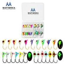 MAFIMOEA 20-22 piezas Juego de señuelos de pesca de hielo mini que brillan en la oscuridad, el mejor accesorio para la pesca de invierno, adecuado para la trucha, el bajo y los peces de agua dulce