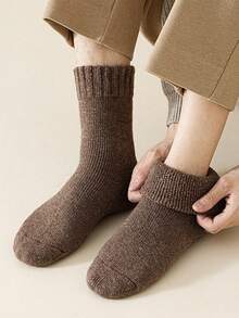 1/4 双随机款男士纯色保暖内衬厚款舒适休闲商务中筒袜 - 彩色 - 查看 5