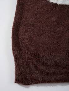 ANDREILEE 男女通用休闲宽松长袖圆领毛衣，复古美式星形图案，轻盈舒适的针织上衣，适合春、秋、冬季穿着。 - 棕色 - 查看 6