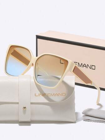  LINFEMAND Lunettes de mode élégantes à grand cadre carré pour femmes, tenue de plage décontractée, cadeau de vacances surprenant