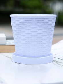 1 pezzo/3 pezzi Vaso da fiori rotondo in bambù intrecciato rinforzato con vassoio per piante da interno, succulente e filodendri, regalo per compleanni, lauree, decorazione per la casa, vaso, decorazione per la stanza, vaso per fiori, vaso di vetro