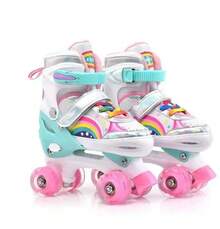 Patines de ruedas para niños, doble , conjunto completo para principiantes, adecuado para niños y niñas. - Púrpura y blanco - Ver 1