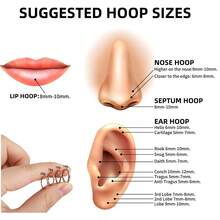 1pc Hinged Hoop Nose Rings 18G 16G Septum Ring Body Piercing Jewelry Helix Cartilage Rook Earring For Women And Men - Silver - View 10