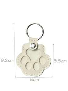 Llavero con colgante de pata de gato de cuero creativo y de dibujos animados como accesorio para prevenir la pérdida de mascotas