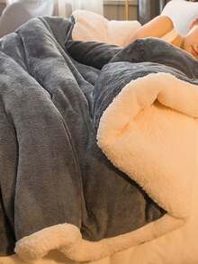 1 件炭灰色夏尔巴羊毛毯 - 柔软、轻盈、舒适的毛绒豪华拉链盖毯，适用于卧室、客房、沙发，可机洗