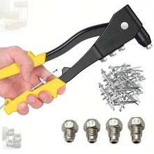 Rebitadeira Manual Profissional Alicate Rebitador 9,5 pol 24cm 4 Bicos + 50 Rebites