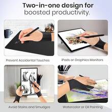 Digital Drawing Glove: 3-Layer Rejection, Two-Finger Artist Glove Drawing Tablet,, Paper Sketching, Fits Left And Right Hand, Includes Cleaning Cloth (2-Pack, Medium, Black) - Midnight Ink - View 4