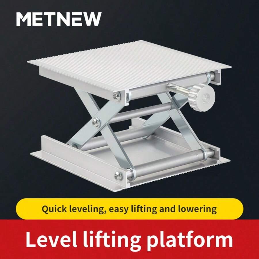 1 pieza Plataforma elevadora plegable de aleación de aluminio, soporte de nivel láser sin conexión eléctrica, gato elevador manual mini de laboratorio - Plateado - Ver 1
