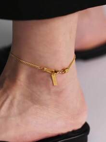 1 件韩式锆石方形吊坠脚链，具有高端简约设计感。 - 方牌吊墜腳鍊 - 查看 5