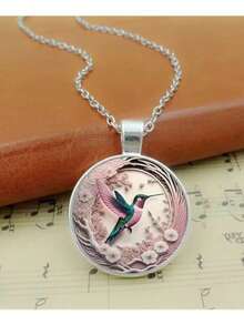 Collar con colgante de colibrí con piedras preciosas, pequeño animal lindo, moda de aleación con vidrio incrustado, collar de moda para mujer, joyería