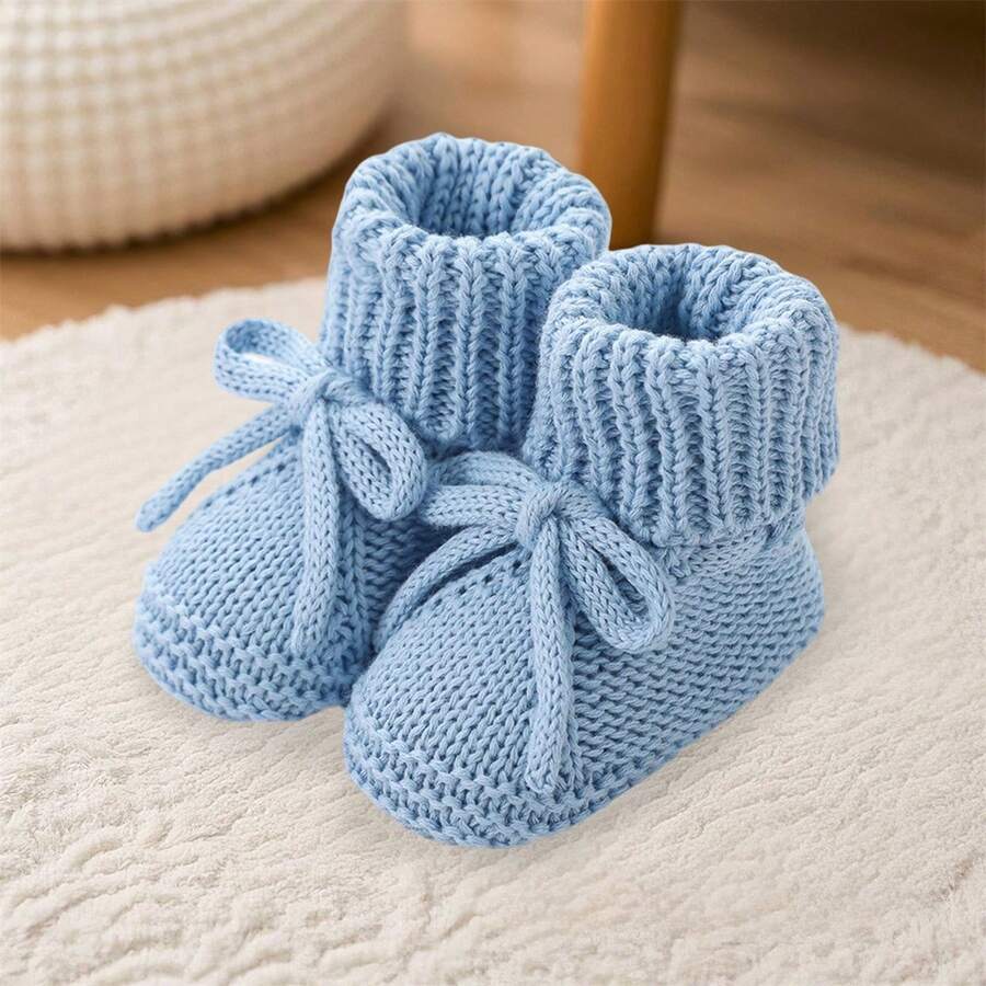 Baby Boys Girls Knitted Shoes Soft Sole First Walking Socks Comfortable Indoor Booties - Blue - View 1
