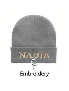 1pc Custom Personalized Embroidered Winter Hat,Personalized Solid Color Embroidered Name Beanie Hat, Spring/Autumn/Winter Customized Gift,Engraved,Durable,Colorful,Cute,Adorable,Funny,Kawaii,Y2K,Stylish,Unisex,Casual,Custom,Personalized,Unique,Customized,Ideal Gifts For Him,Ideal Gifts For Her,Her,Boyfriend,Girlfriend,Family,Friends - Multicolor - View 19