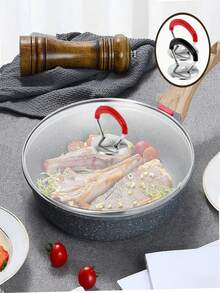 Tampa de panela de aço inoxidável com alça, 1 peça, 2 peças e 3 peças, adequada para tampas de panelas elétricas, assadeiras, frigideiras - resistente a altas temperaturas, acessórios de cozinha anti-escaldantes, acessórios para ferramentas - Multicolorido - Ver 4