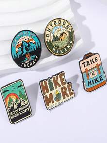 5入組牛仔朋克創意動物風景胸針服飾配件金屬徽章牛頭帽子靴子徽章