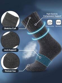 1/5 pares de calcetines de media caña de unicolor con forro polar grueso para hombres, calentadores de piernas cómodos y sencillos, adecuados para uso diario, invierno