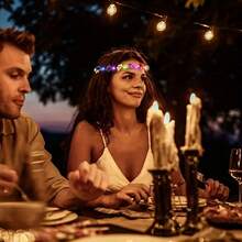 30pcs Glowing Flower Garland Headband Party Supplies Glow In The Dark, Lighting Up Fresh Flowers Flower Garlands Holiday Gifts Suitable For Christmas, Halloween, Weddings, Parties, And Birthdays - A - 查看 8