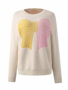 Women's Bowknot Color Blocked Knitted Sweater