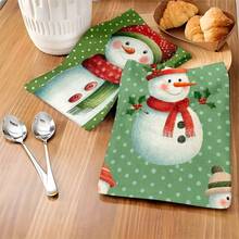 1 Set/2 Stücke/100 Stücke Geschirrtücher und Spültücher mit Schneemann Motiv, geeignet für Inneneinrichtung in Restaurants, Küchen, Bädern, Partydekoration, Feiertags-Geschenke und können als Weihnachtsgeschenke gegeben werden