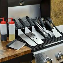 Kit de Accesorios para Plancha de 18 Piezas - Juego de Herramientas para Barbacoa de Acero Inoxidable con Espátulas, Raspador y Cubierta para Hornear para Blackstone y Chef de Camping al Aire Libre - Plateado - Ver 5