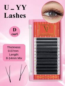 VP 0.07mm Curl: C/D/B U-Shaped YY Eyelash Extension Double Layer U Sahpe YY Lashes Ultra Soft Featherlight False Mink Eyelashes Brazilian Cilios