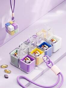 1 Peça Nova Caixa de Medicamentos Magnética com Oito Compartimentos, Caixa de Medicamentos Portátil Selada à Prova de Luz e Umidade de Grande Capacidade, Caixa de Armazenamento de Medicamentos Semanal, Divisor de Caixa de Medicamentos