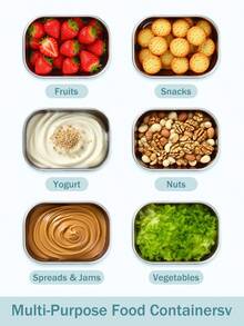 Meoky 3pcs 8oz Stainless Steel Snack Containers With Silicone Lids, Leak-Proof Small Food Storage Boxes, Reusable Metal Lunch Boxes For Snacks, Meal Prep, Travel & Picnic - Light Blue*3-piece Set - View 6