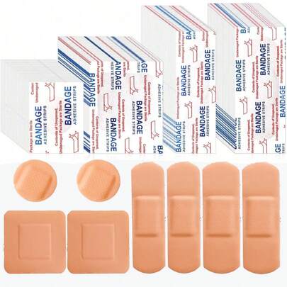 80/160片装各种尺寸粘性绷带灵活透气绷带贴片适用于家庭急救皮肤包扎手指伤口