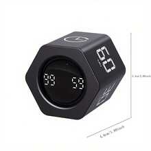 SULVGO Ticktime Tomato Timer Efficiency Timer Cube, Hexagon Flip Page Clock, Supports Pause And Resume, Mute And Adjustable Sound Reminder, Suitable For Work, Office, ADHD, Study, Tasks, Can Set 1/5/10/30/60 Minutes And Custom Countdown - Black - Black - View 8