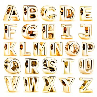 1 Stück vergoldete A bis Z 26 Buchstaben Perlen, geeignet für originale Armband- und Halsketten-Perlen, zum Selbermachen, ein Geschenk für Mädchen und Töchter.
