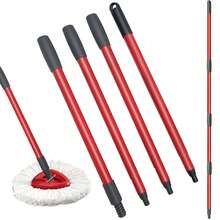Spin Mop Replacement Handle, 4 Section 30 Inch To 58 Inch Stainless Steel Mop Replacement Handle For O-Ceda Spin Mop EasyWring Triangle Spin Handle For Floor Cleaning(Black) - Black and Red - View 1