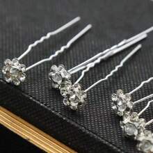 Elegant Rose Flower Hair Clip, Luxury Rose Rhinestone Hair Fork For Wedding Bride, Updo Hairstyle - Silver, Bun Extension, Hair Styling Pins, Looks Of Party
