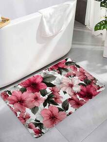 1PC Floral Pattern Floor Mat Plant Flower Design Rug Non-Slip For Bedroom Living Room Bathroom Home Decor Carpet Easy To Clean Wear-Resistant Door Mat - Pink - View 9