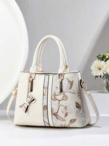 Túi xách tay nữ thời trang đa năng in họa tiết dung tích lớn 3 ngăn - Màu be - Xem 7