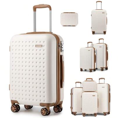 Maleta de Cabina ABS+PC con Estampado de Lunares, 4 Ruedas Giratorias y Candado TSA, Ligera 13/20/24/28 Pulgadas o Juego de 2/4 Piezas – Viajes, Vacaciones, Trabajo (Mujer & Hombre)