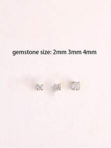 Juego de 3 pares de pendientes de botón de moissanita de plata de ley 925, viene con caja de regalo, excelente para regalar