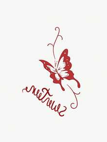 Washable Temporary Tattoo Sticker 1pvc Dark Mysterious Personalized Butterfly English Alphabet Pattern Waterproof And Sweat-Proof Ankle Arm Suitable For Hipsters Daily Use Can Be Maintained For 1-3 Days